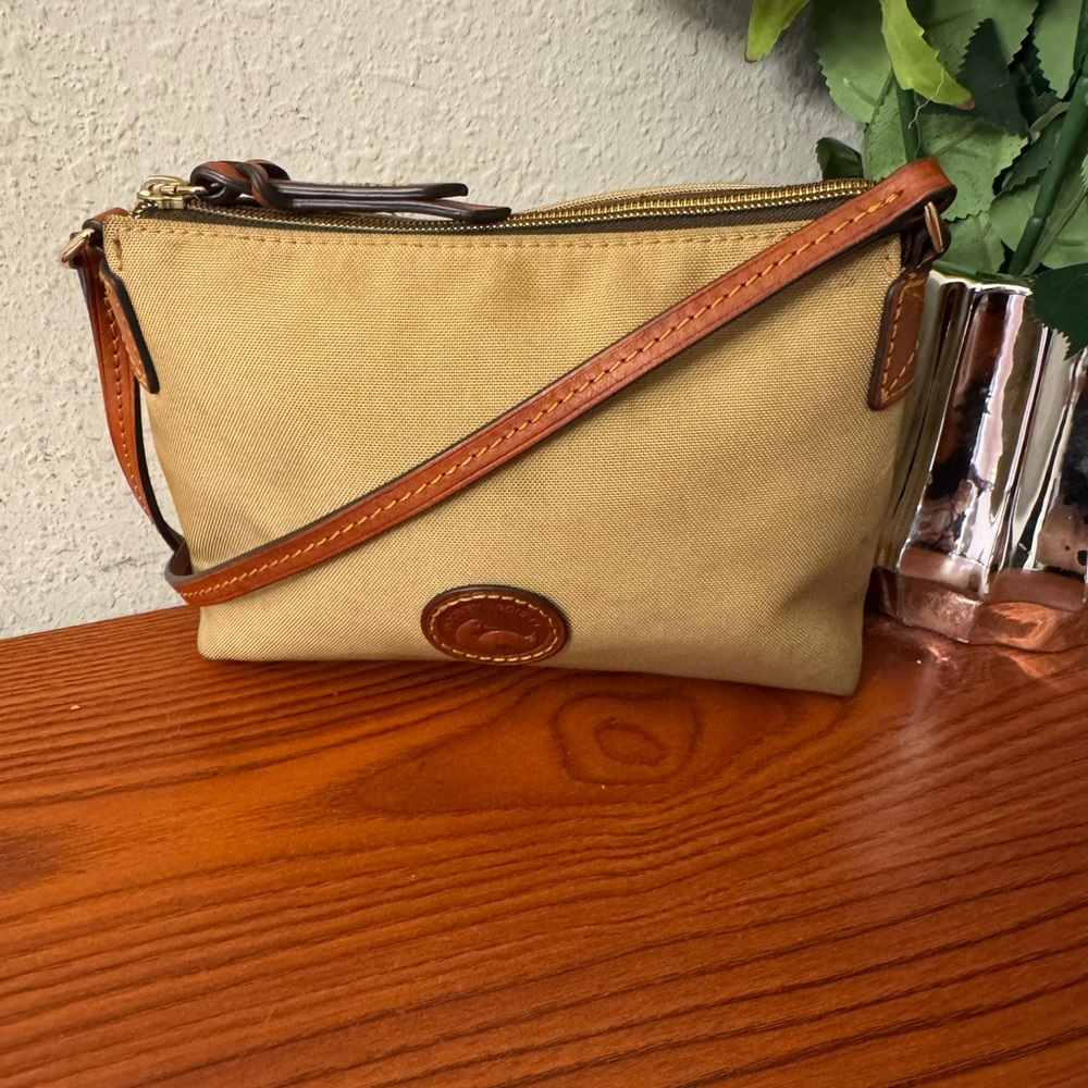 Dooney & Bourke Tan and Brown Crossbody Bag with Adjustable Strap